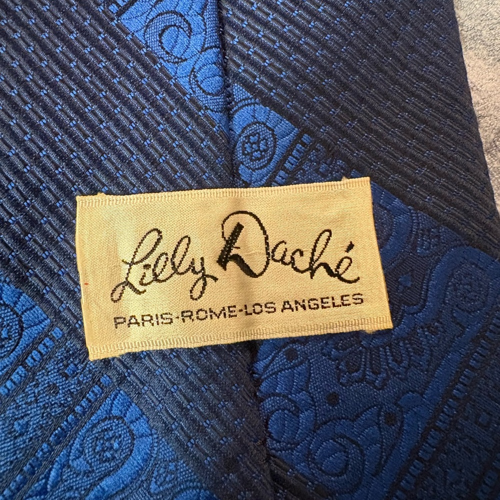 Stunning Blue Patterned Men's Lilly Dache’ Tie - Picture 6 of 11